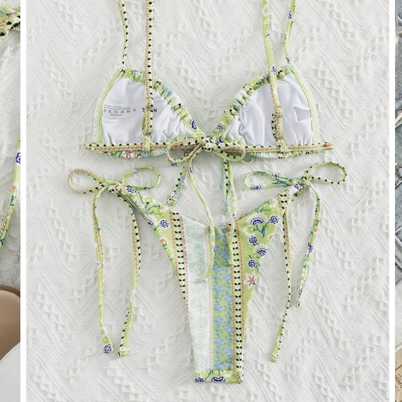 Floral pattern tie bikini set - Picture 5 of 8